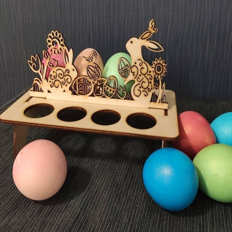 طرح جا تخم مرغ چوبی تزئینی عید پاک مناسب برای استفاده در دستگاه های cnc چوب و cnc لیزر - laser cut wood decorative easter egg stand cdr file