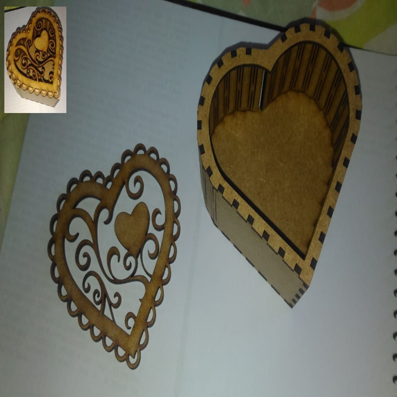 طرح جعبه کادو ولنتاین به شکل قلب مناسب برای استفاده در دستگاه های cnc چوب و cnc لیزر - valentine day heart shaped box laser cut cnc plans cdr file