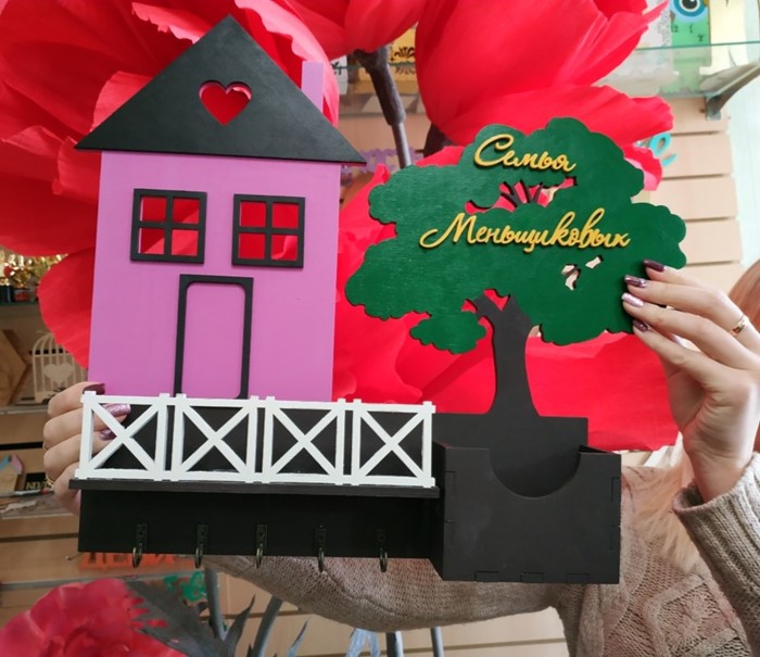 طرح جاکلیدی خانه مناسب برای استفاده در دستگاه های cnc چوب و cnc لیزر - laser cut house key holder cdr file
