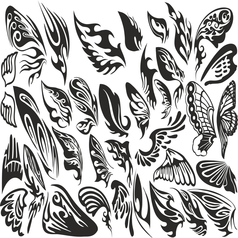 طرح مجموعه بال‌ها مناسب برای استفاده در دستگاه های cnc چوب و cnc لیزر - wings set cdr file