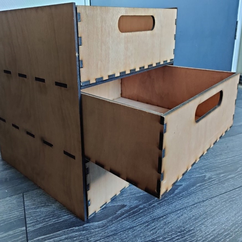 طرح کشوی کالاکس طرح تخته چندلای ۵ میلی‌متری آیکیا، ابعاد ۳۳ در ۳۳ سانتی‌متر مناسب برای استفاده در دستگاه های cnc چوب و cnc لیزر - laser cut ikea kallax drawer 5mm plywood 33x33cm svg file