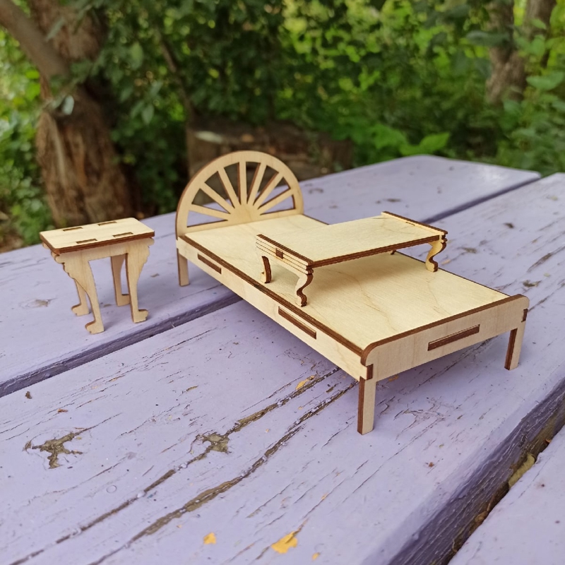 طرح مبلمان چوبی برای خانه عروسکی مناسب برای استفاده در دستگاه های cnc چوب و cnc لیزر - laser cut wooden doll house furniture dxf file