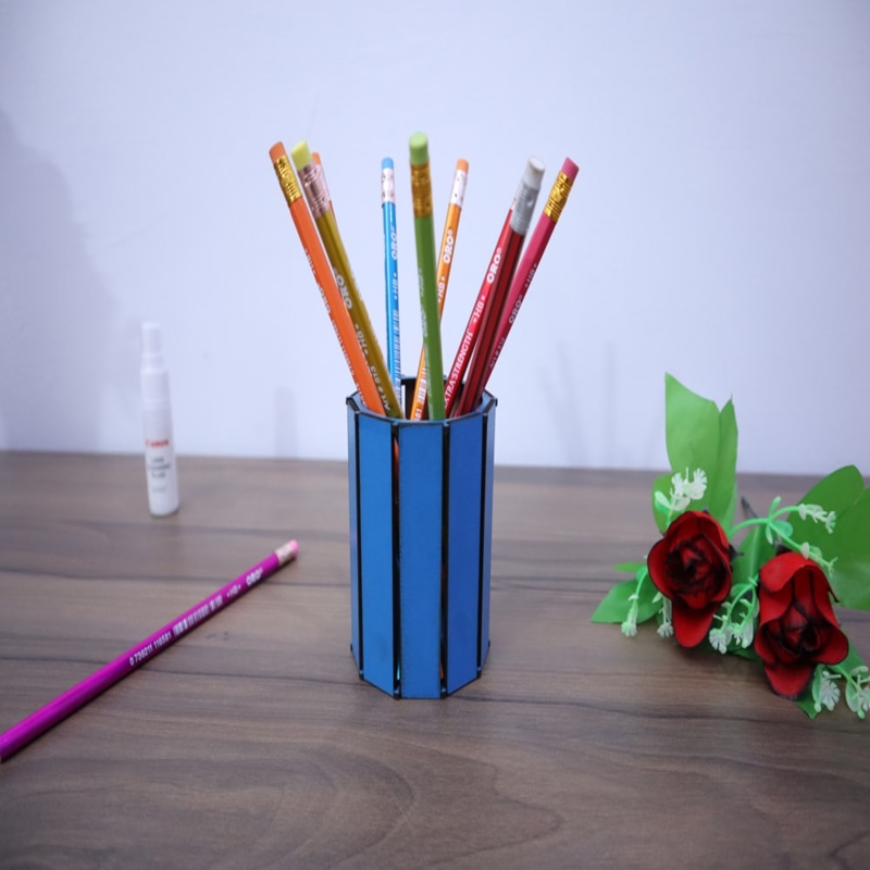 طرح جا مدادی و خودکار مناسب برای استفاده در دستگاه های cnc چوب و cnc لیزر - laser cut desk pen pencil holder dxf file