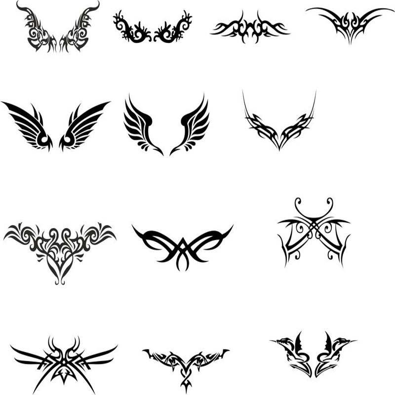 طرح فایل وکتور خالکوبی بال‌های توتم مناسب برای استفاده در دستگاه های cnc چوب و cnc لیزر - tattoo totem wings vector set cdr file