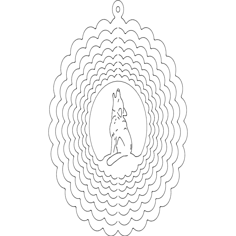 طرح چرخنده بادی گرگ مناسب برای استفاده در دستگاه های cnc چوب و cnc لیزر - wind spinner wolf dxf file