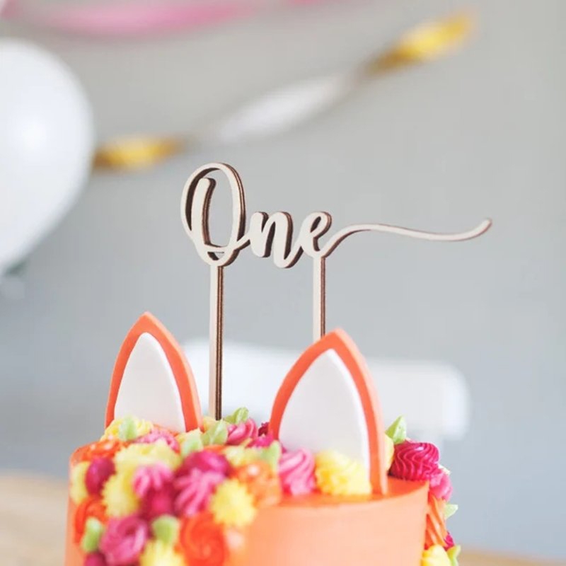 طرح روکش کیک تولد یک سالگی با مناسب برای استفاده در دستگاه های cnc چوب و cnc لیزر - laser cut 1st birthday cake topper