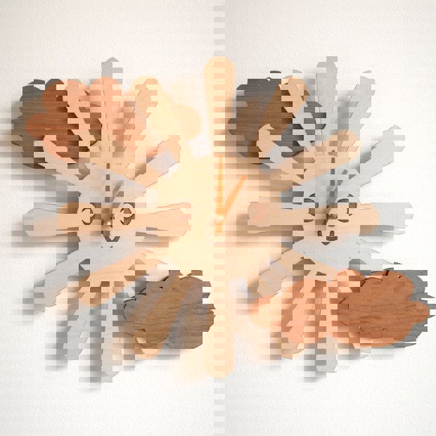 طرح ساعت چوبی خورشید شاد مناسب برای استفاده در دستگاه های cnc چوب و cnc لیزر - laser cut wooden happy sun clock