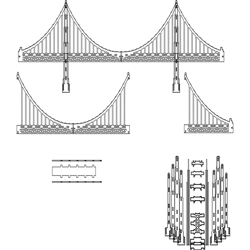 طرح مدل سه بعدی دروازه طلایی مناسب برای استفاده در دستگاه های cnc چوب و cnc لیزر - golden gate 3d model dxf file