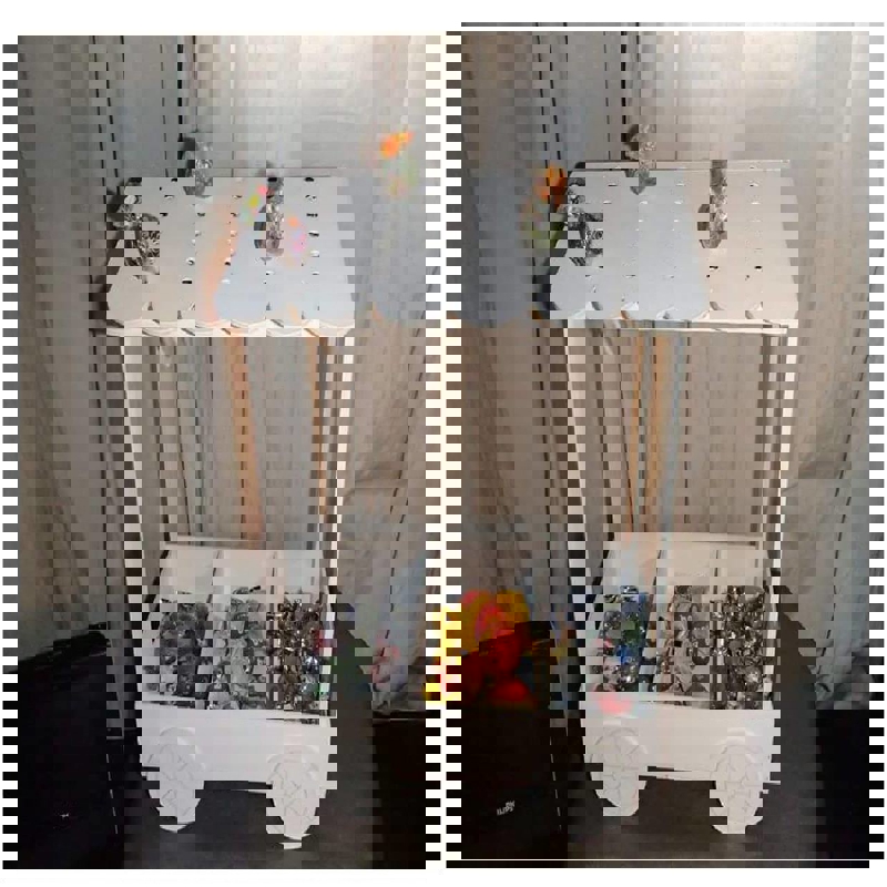 طرح لیزر برش سبد خرید آبنبات سه بعدی پازل مناسب برای استفاده در دستگاه های cnc چوب و cnc لیزر - candy cart lasercut 3d puzzle cdr file