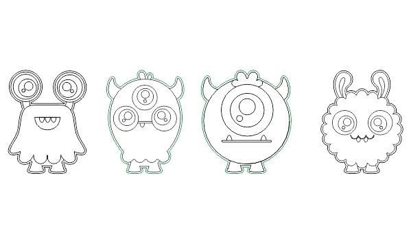 طرح خطوط بیگانگان مناسب برای استفاده در دستگاه های cnc چوب و cnc لیزر - aliens line art dxf file