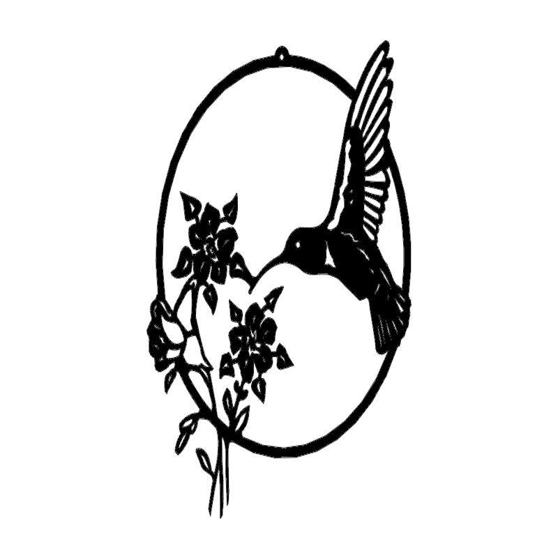 طرح مرغ مگس خوار با گل مناسب برای استفاده در دستگاه های cnc چوب و cnc لیزر - hummingbird with flowers dxf file