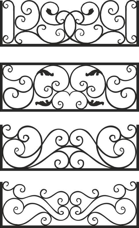 طرح نرده های بالکن فولادی مناسب برای استفاده در دستگاه های cnc چوب و cnc لیزر - steel balcony rails cdr file