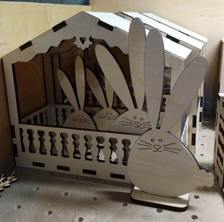 طرح خرگوش ایستاده عید پاک مناسب برای استفاده در دستگاه های cnc چوب و cnc لیزر - laser cut standing easter bunny rabbit cdr file