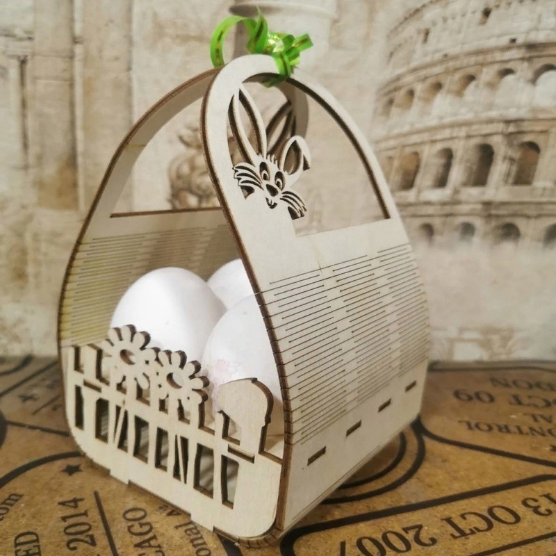 طرح سبد تزیینی تخم مرغ عید پاک مناسب برای استفاده در دستگاه های cnc چوب و cnc لیزر - laser cut easter egg decorative basket cdr file