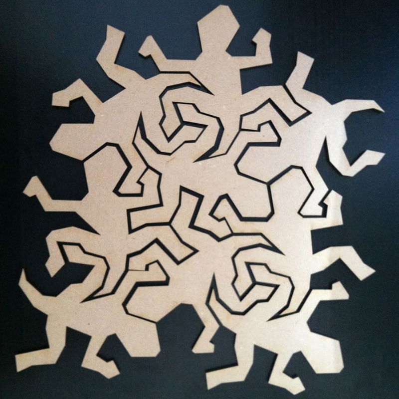 طرح موزاییک کاری مارمولک های مناسب برای استفاده در دستگاه های cnc چوب و cnc لیزر - laser cut tessellating lizards svg file