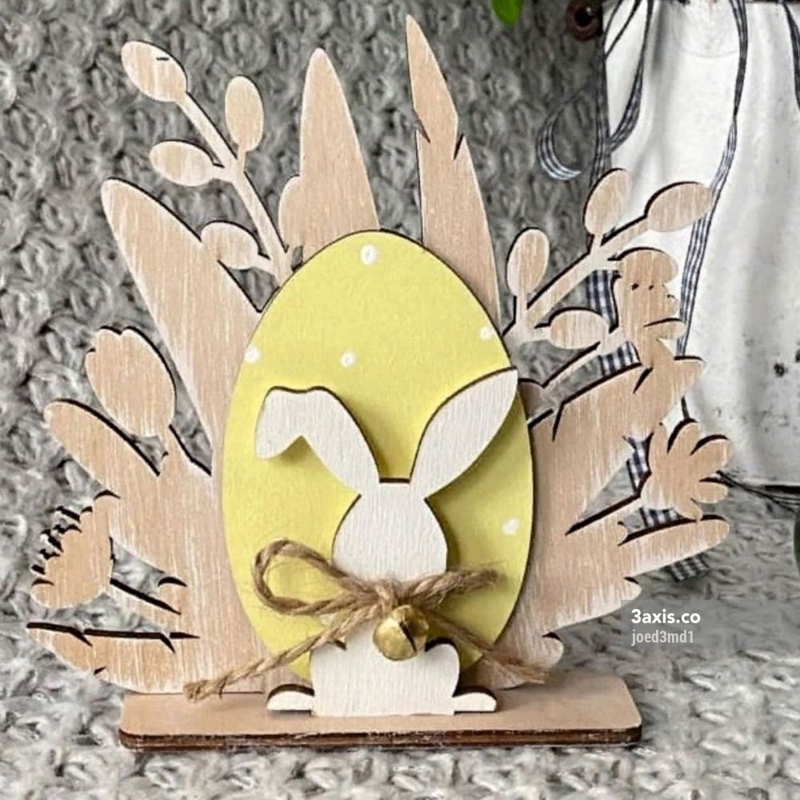 طرح خرگوش عید پاک برای تزیین منزل مناسب برای استفاده در دستگاه های cnc چوب و cnc لیزر - laser cut easter bunny home decoration cdr file