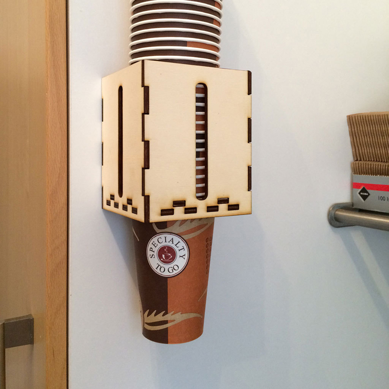طرح لیوان کاغذی مناسب برای استفاده در دستگاه های cnc چوب و cnc لیزر - laser cut paper cup dispenser plastic cups holder cdr file
