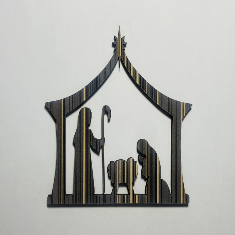 طرح صحنه تولد حضرت عیسی مسیح مناسب برای استفاده در دستگاه های cnc چوب و cnc لیزر - laser cut nativity scene wood cutout cdr file
