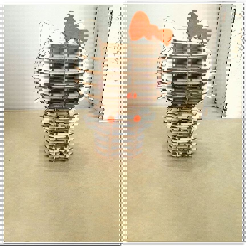 طرح پازل سه بعدی هلو کیتی مناسب برای استفاده در دستگاه های cnc چوب و cnc لیزر - laser cut hello kitty 3d puzzle dxf file