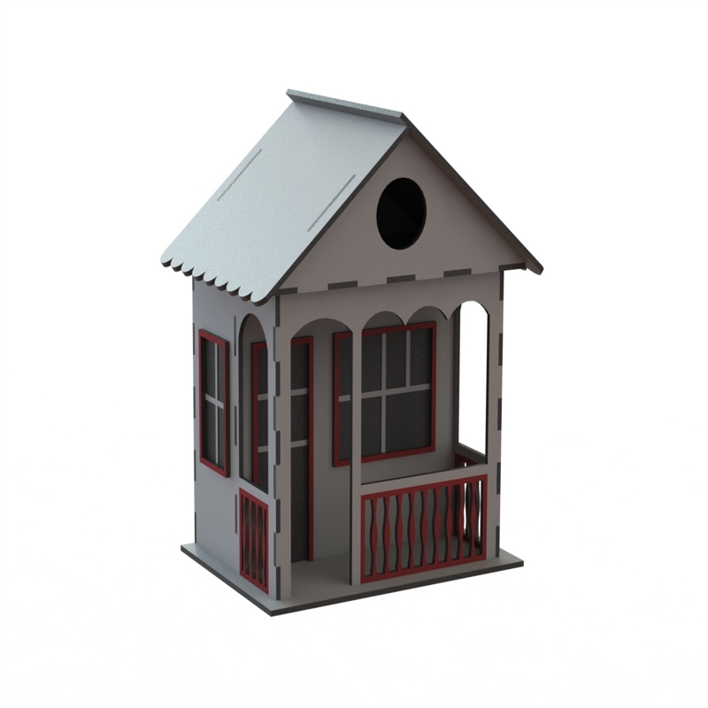 طرح خانه پرنده چوبی مناسب برای استفاده در دستگاه های cnc چوب و cnc لیزر - laser cut decorative wooden bird house cdr file