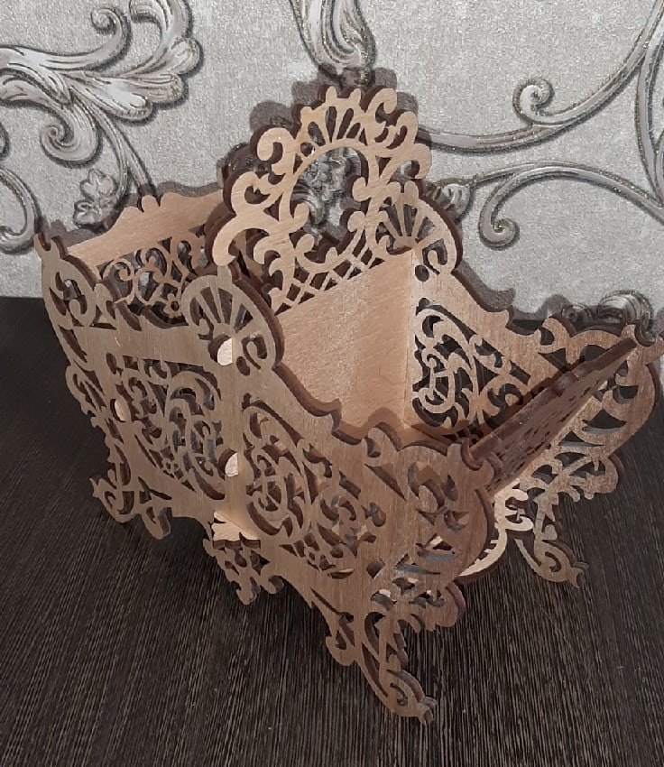 طرح سبد آبنبات چوبی مناسب برای استفاده در دستگاه های cnc چوب و cnc لیزر - laser cut wooden candy basket dxf file