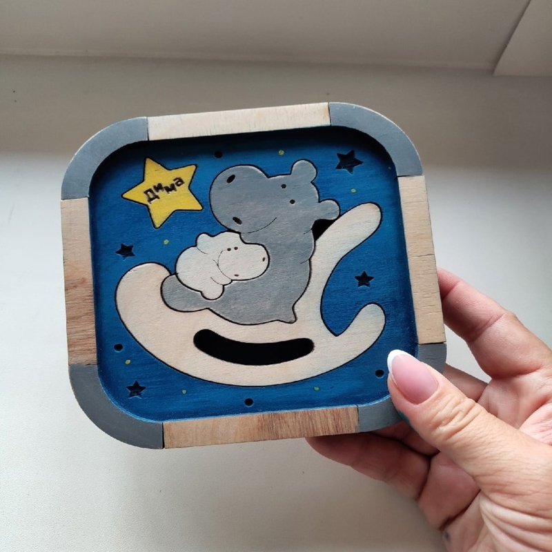 طرح پازل اسب آبی برای کودکان مناسب برای استفاده در دستگاه های cnc چوب و cnc لیزر - laser cut hippopotamuses puzzle for kid cdr file