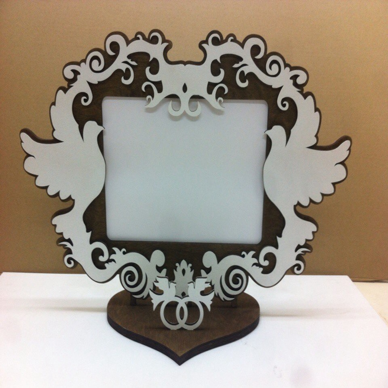 طرح قاب عکس عروسی مناسب برای استفاده در دستگاه های cnc چوب و cnc لیزر - laser cut wedding photo frame cdr file