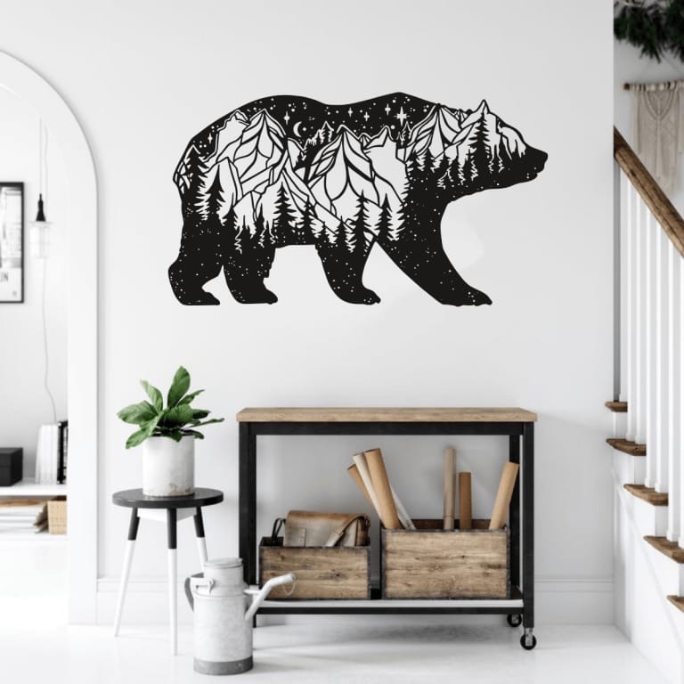 طرح دکور دیواری طرح خرس مناسب برای استفاده در دستگاه های cnc چوب و cnc لیزر - laser cut bear wall decor cdr file