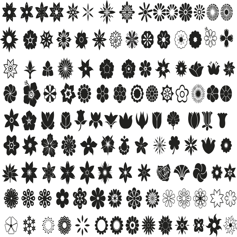 طرح مجموعه وکتور گل مناسب برای استفاده در دستگاه های cnc چوب و cnc لیزر - flower vector set cdr file
