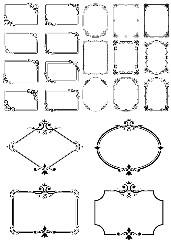 طرح قاب حاشیه مگا مجموعه مناسب برای استفاده در دستگاه های cnc چوب و cnc لیزر - border frame mega set cdr file