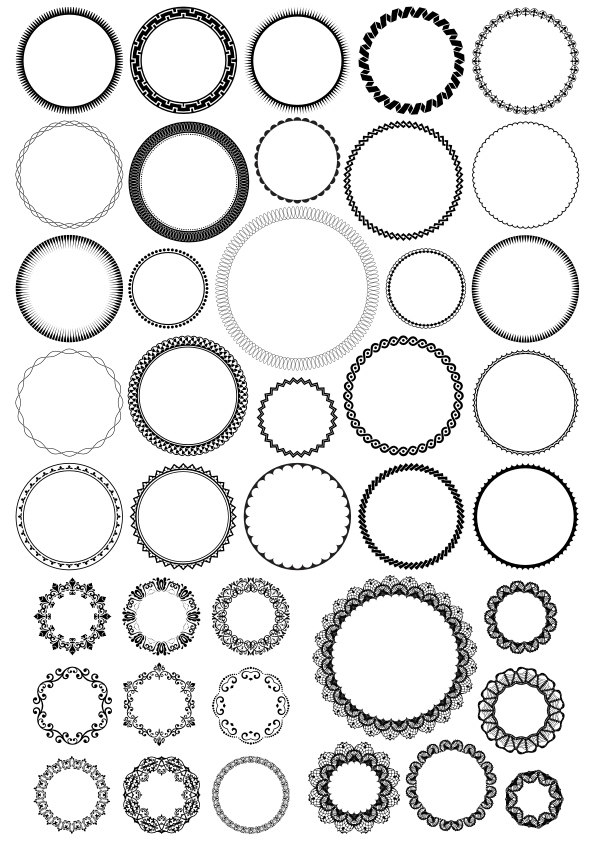 طرح مجموعه قاب گرد تزئینی مناسب برای استفاده در دستگاه های cnc چوب و cnc لیزر - decorative round frame set cdr file