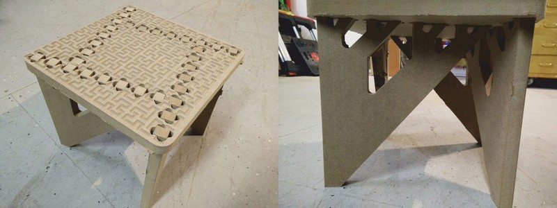 طرح مدفوع دودویی مناسب برای استفاده در دستگاه های cnc چوب و cnc لیزر - binary stool svg file