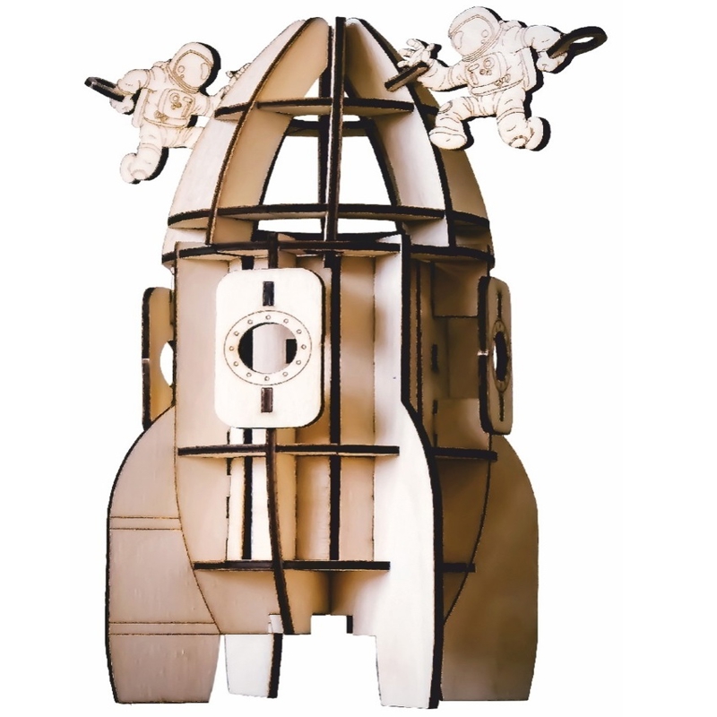 طرح جا لیوانی مدل موشک مناسب برای استفاده در دستگاه های cnc چوب و cnc لیزر - laser cut rocket model beer holder cdr file