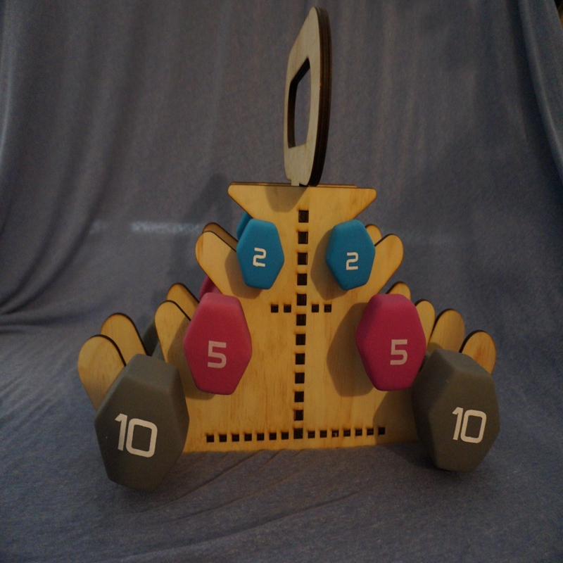 طرح قفسه دمبل تخته سه لا ۵ میلی متری مناسب برای استفاده در دستگاه های cnc چوب و cnc لیزر - laser cut dumbbell rack 5mm plywood svg file
