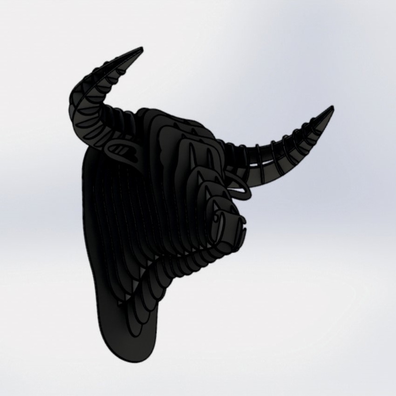 طرح سر گاو نر برای نصب روی دیوار مناسب برای استفاده در دستگاه های cnc چوب و cnc لیزر - laser cut bull head wall mount cdr file