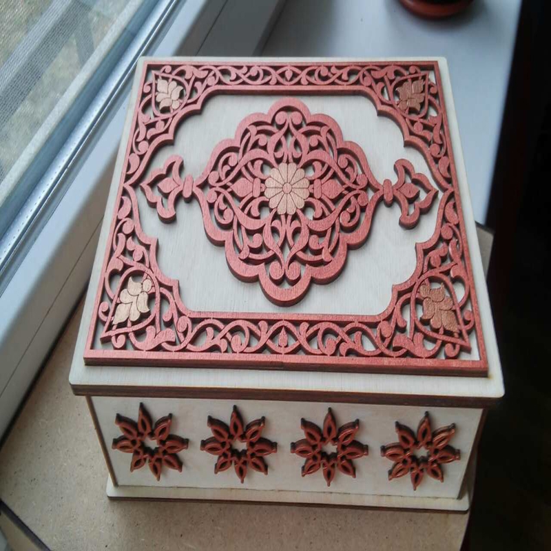 طرح جعبه چوبی مناسب برای استفاده در دستگاه های cnc چوب و cnc لیزر - laser cut wooden box template cdr file