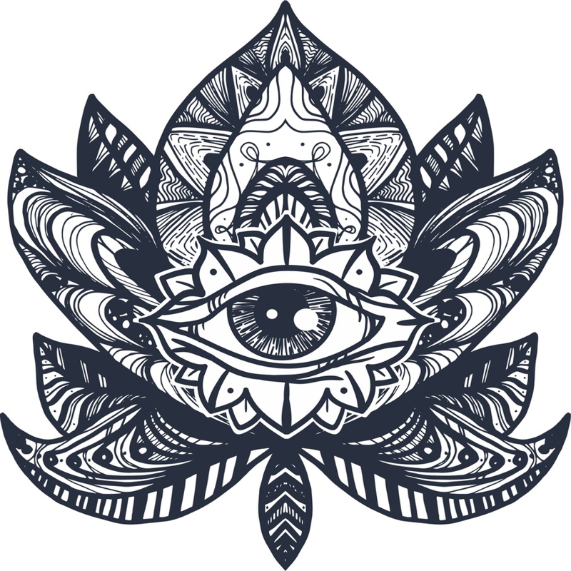 طرح تاتو چشم نیلوفر آبی مناسب برای استفاده در دستگاه های cnc چوب و cnc لیزر - eye lotus tattoo cdr file