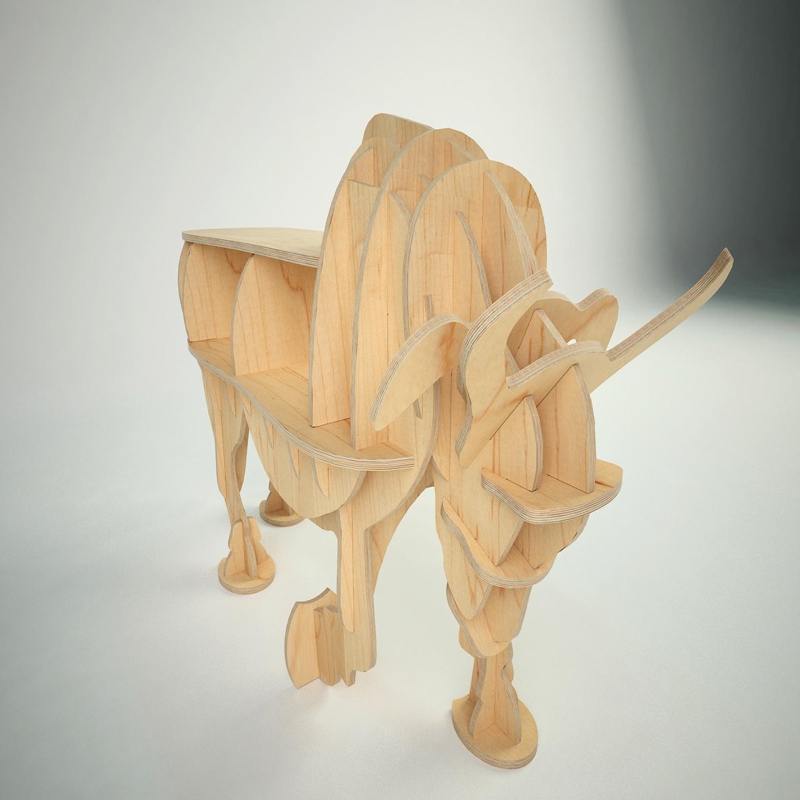 طرح پازل چوبی سه بعدی گاو نر مناسب برای استفاده در دستگاه های cnc چوب و cnc لیزر - laser cut bull 3d wooden puzzle cdr file