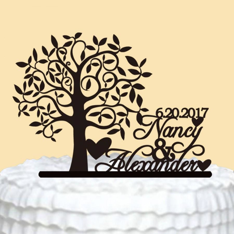 طرح رویه کیک عروسی شخصی مناسب برای استفاده در دستگاه های cnc چوب و cnc لیزر - laser cut personalized wedding cake topper cdr file