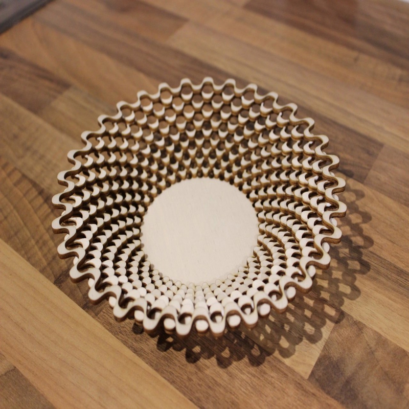 طرح کاسه روی هم افتاده مناسب برای استفاده در دستگاه های cnc چوب و cnc لیزر - laser cut overlap bowl cdr file
