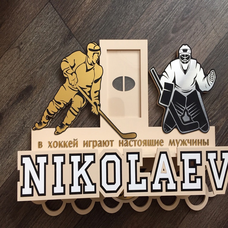 طرح دارنده مدال هاکی مناسب برای استفاده در دستگاه های cnc چوب و cnc لیزر - laser cut hockey medal holder cdr file