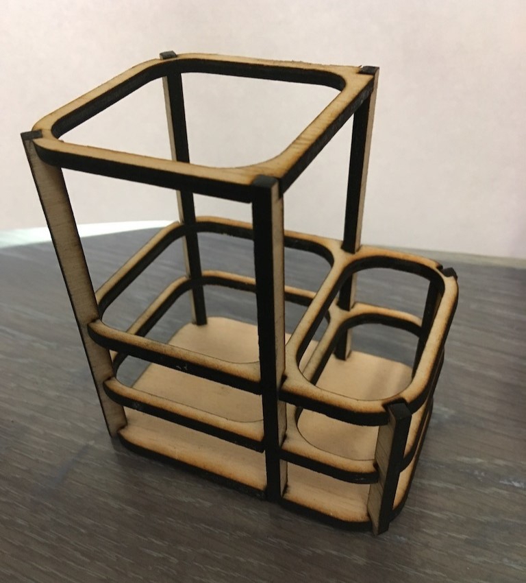 طرح جا مدادی مناسب برای استفاده در دستگاه های cnc چوب و cnc لیزر - laser cut pencil stand dxf file
