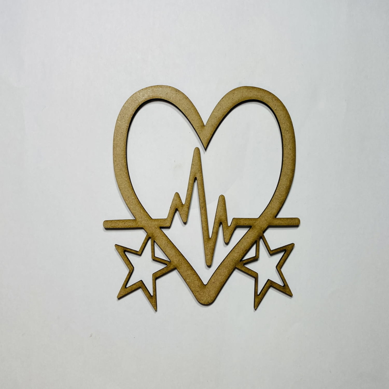 طرح چوب طرح قلب ناتمام مناسب برای استفاده در دستگاه های cnc چوب و cnc لیزر - laser cut wood heartbeat unfinished cutout shape cdr file