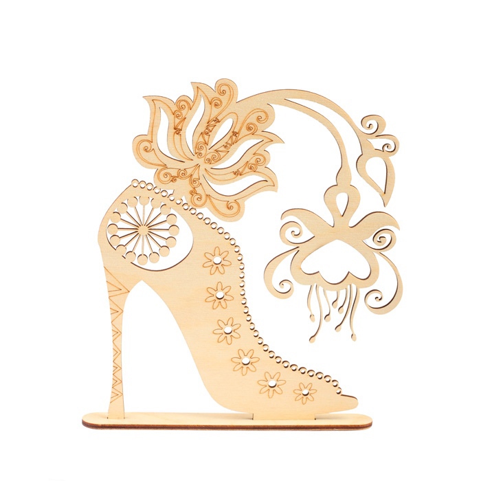 طرح پایه جواهرات پاشنه بلند مناسب برای استفاده در دستگاه های cnc چوب و cnc لیزر - laser cut high heel jewelry stand cdr file