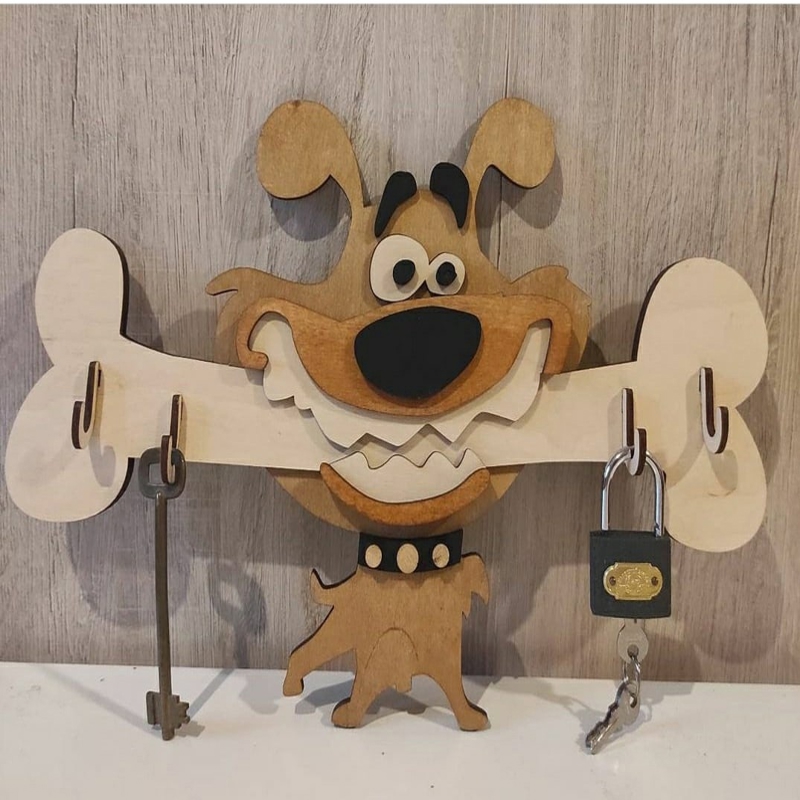 طرح جاکلیدی سگ مناسب برای استفاده در دستگاه های cnc چوب و cnc لیزر - laser cut dog key holder cdr file