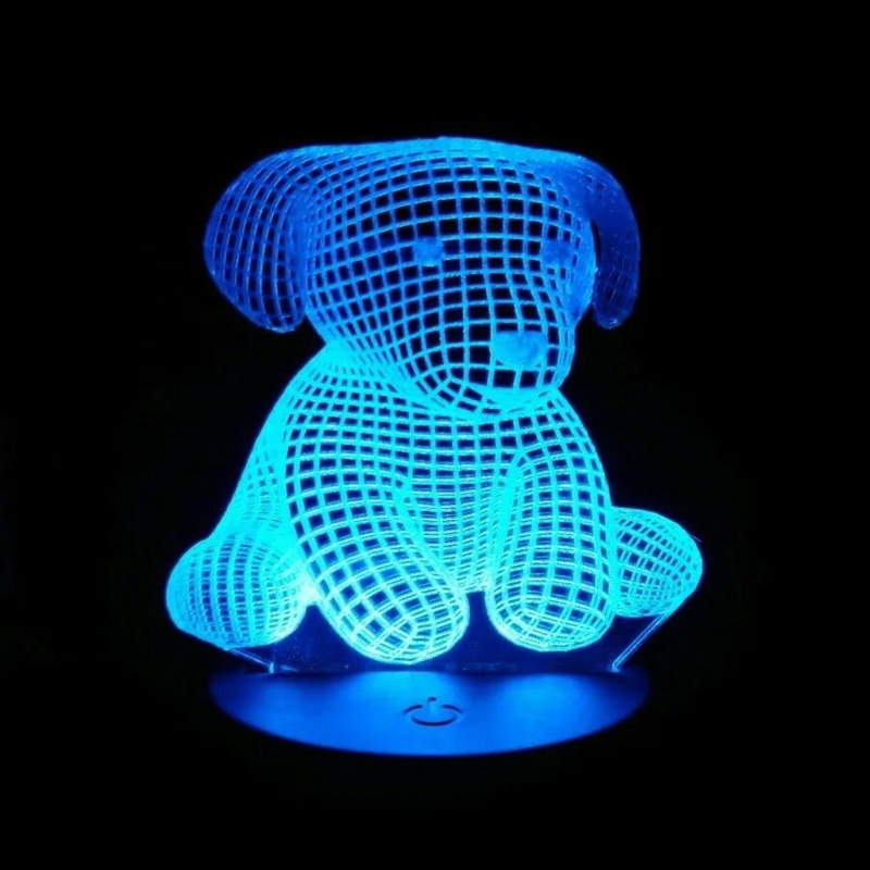 طرح چراغ توهم سه بعدی سگ توله سگ مناسب برای استفاده در دستگاه های cnc چوب و cnc لیزر - laser cut puppy dog 3d illusion lamp cdr file