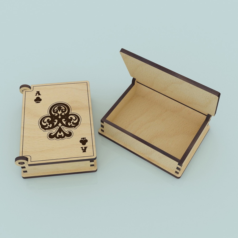 طرح جعبه کارت بازی مناسب برای استفاده در دستگاه های cnc چوب و cnc لیزر - laser cut playing card box cdr file