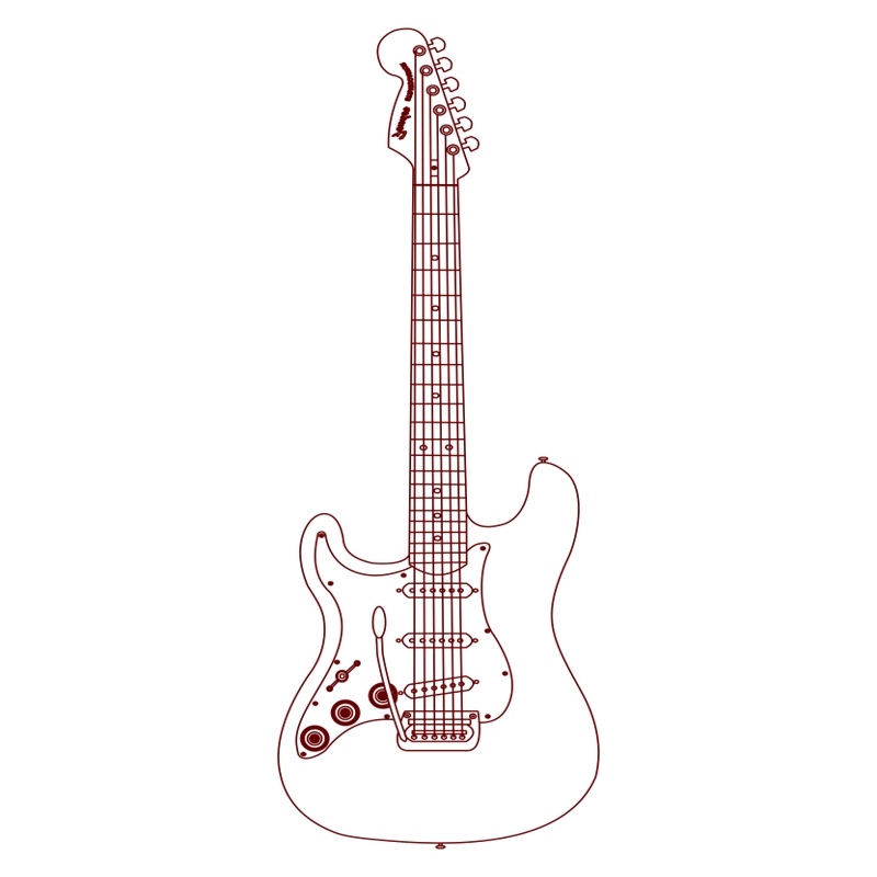 طرح گیتار بیس مناسب برای استفاده در دستگاه های cnc چوب و cnc لیزر - bass guitar dxf file