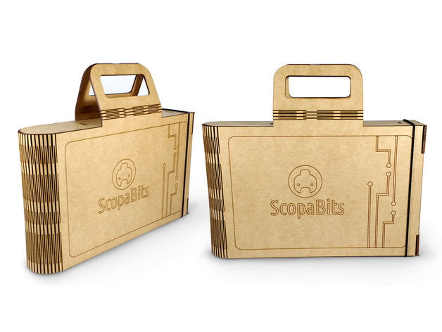 طرح جعبه اسکوپیت مناسب برای استفاده در دستگاه های cnc چوب و cnc لیزر - laser cut scopabits case svg file