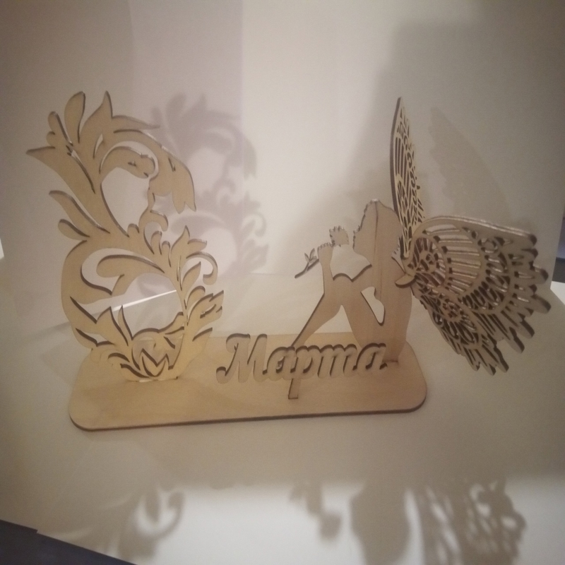 طرح مجسمه فرشته هدیه روز زن هشتم مارس مناسب برای استفاده در دستگاه های cnc چوب و cnc لیزر - laser cut angel figurine 8 march womens day gift cdr file